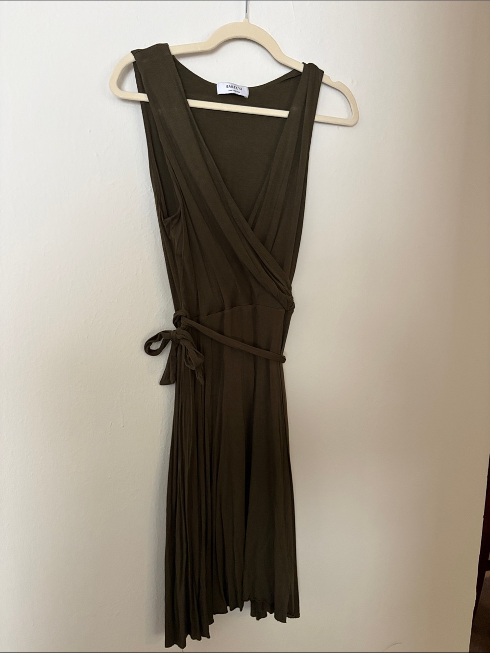 Bailey 44 Olive Green Sleeveless Wrap Midi Dress